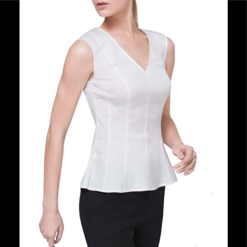 White House Black Market Poplin V-Neck. Size S. NWT